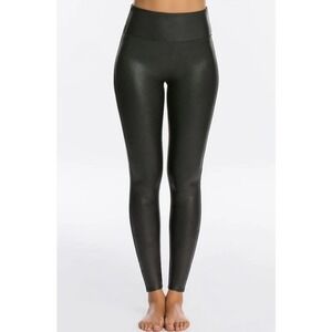 Spanx‎ Faux Leather Leggings Womens S Black Ankle High Waisted Stretch Shaping